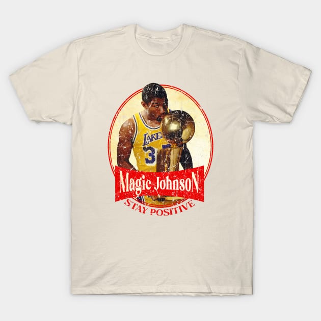 Magic Johnson // Stay positive Vintage T-Shirt by antostyleart